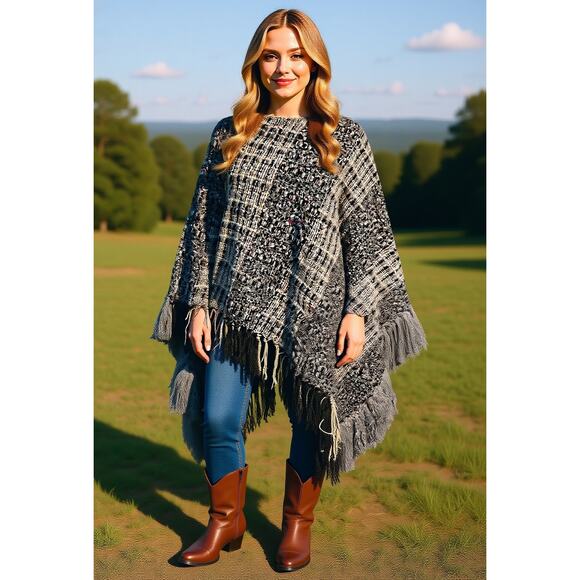 Studio Donegal Jackets & Blazers - Vtg Studio Donegal Poncho Kilcar Pure New Wool Hand Woven Crafted Ireland S M L